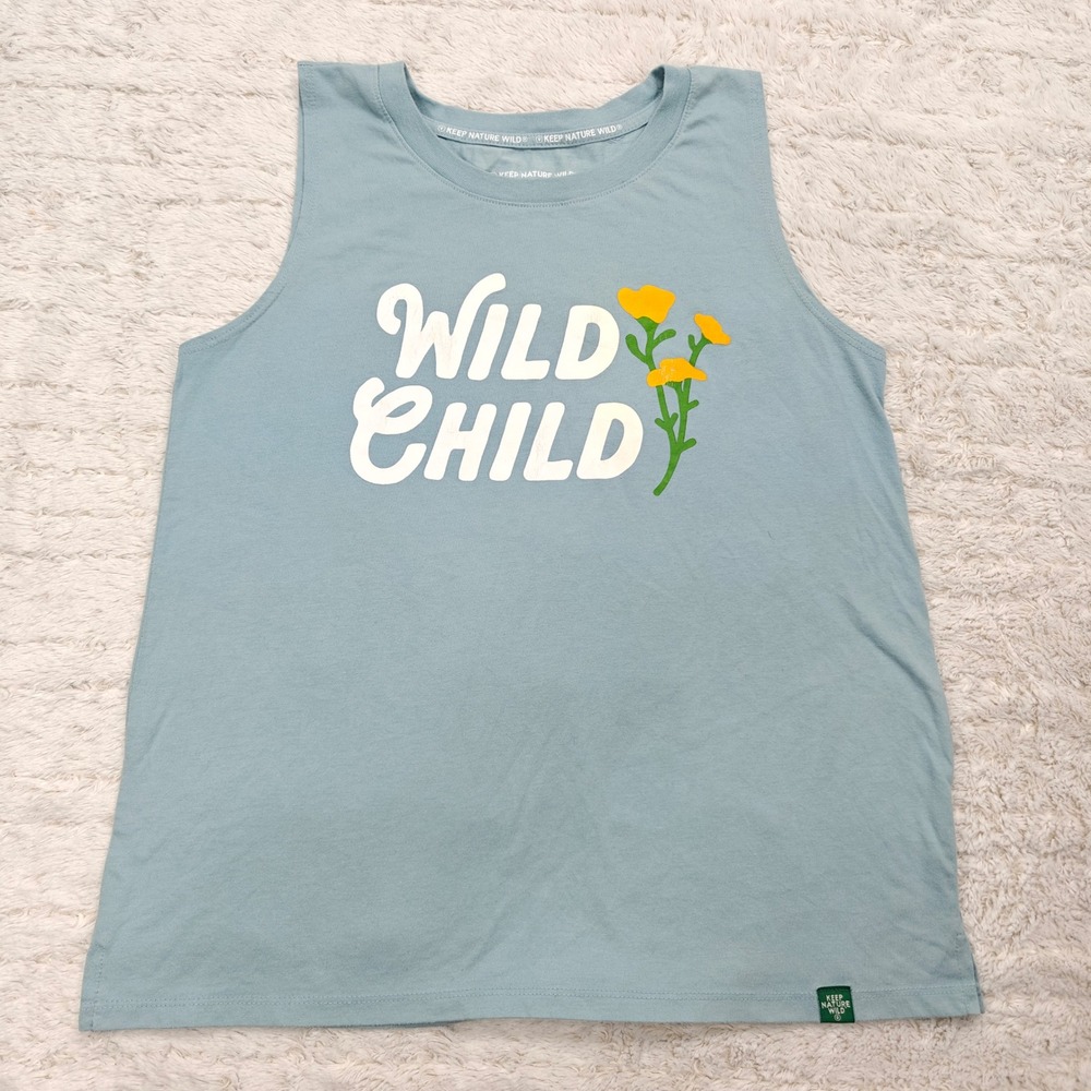 Keep Nature Wild Tank Top Womens Small Wild Child Graphic‎ Blue Coconut Girl